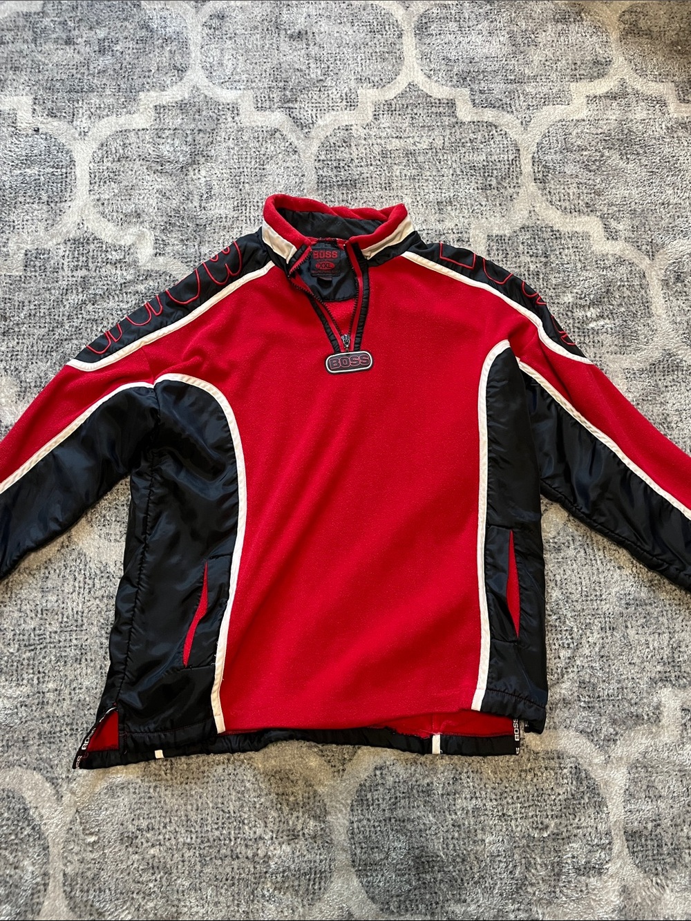 BOSS Red and Black Athletic Quarter-Zip Pullover
